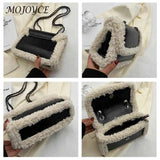 Retro Chain Shoulder Bags Fleece Faux Suede Handbag PU Splicing Vintage Satchel