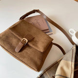 Retro Faux Suede Women's Shoulder Bag Large Tote Messenger Bags Solid Purse