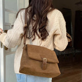 Retro Faux Suede Women's Shoulder Bag Large Tote Messenger Bags Solid Purse