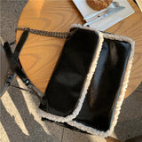 Soft Leather Chain Shoulder Crossbody Bag Lady Casual Fluffy Purse