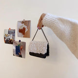 Soft Leather Chain Shoulder Crossbody Bag Lady Casual Fluffy Purse