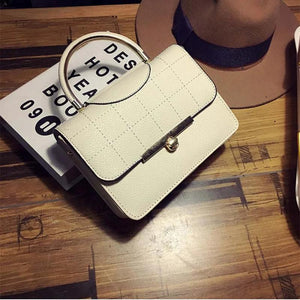 Women's PU Embroidery Thread Handbag Diamond Lattice Shoulder Bag