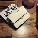 Women's PU Embroidery Thread Handbag Diamond Lattice Shoulder Bag