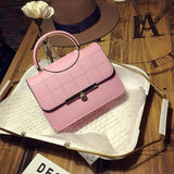 Women's PU Embroidery Thread Handbag Diamond Lattice Shoulder Bag