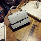 Women's PU Embroidery Thread Handbag Diamond Lattice Shoulder Bag