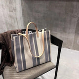 Hot Women Handbag Female Stripe Canvas Bag Lady Casual Canvas Tote Bag