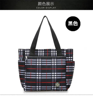 Stripe Waterproof Oxford Duffle Large Capacity Women Travel Shoulder Valise