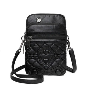 Vintage PU Leather Zippers Flap Bag Women Shoulder Handbag Crossbody Bag