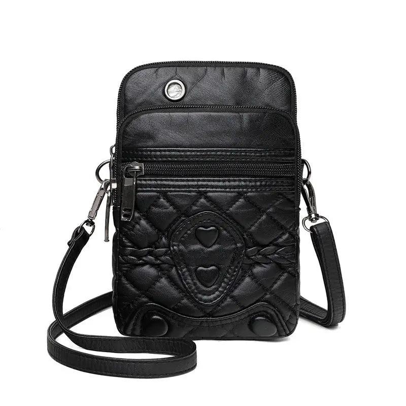 Vintage PU Leather Zippers Flap Bag Women Shoulder Handbag Crossbody Bag