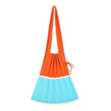 Women Casual Pleat Foldable Shoulder Bag Knitting Stitching Handbag