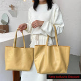 Leather Women's Casual Tote Large Capacity Shopping Bag Soft Handbag