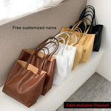 Leather Women's Casual Tote Large Capacity Shopping Bag Soft Handbag