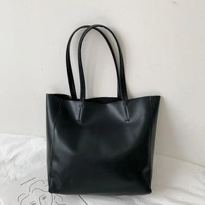 Leather Women's Casual Tote Large Capacity Shopping Bag Soft Handbag