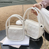 Mini Tote Bag Summer PU Leather Women's Handbag Travel Shoulder Messenger Purse
