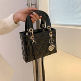 Heart-shaped Quilted Square Handle Bag Women Crossbody Shoulder Bags