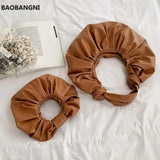 Cloud Bag Women Handbag PU Leather Round Shoulder Crossbody Solid Ladies Hand Ba