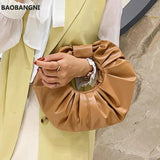 Cloud Bag Women Handbag PU Leather Round Shoulder Crossbody Solid Ladies Hand Ba
