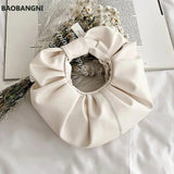 Cloud Bag Women Handbag PU Leather Round Shoulder Crossbody Solid Ladies Hand Ba