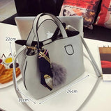 Burgundy PU Leather Women Handbag Girls Messenger Bag