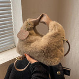 Faux Fur Handbag Winter Warm Plush Tote Bag Ladies Messenger Shoulder Bag