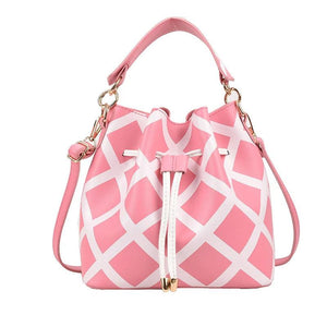 Leather Bucket Shoulder Bag Drawstring Handbag Small Crossbody Bag