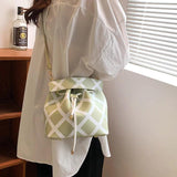 Leather Bucket Shoulder Bag Drawstring Handbag Small Crossbody Bag