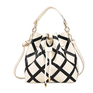 Leather Bucket Shoulder Bag Drawstring Handbag Small Crossbody Bag