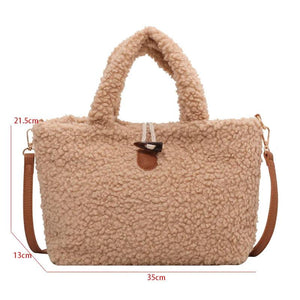 Winter Plush Tote Bag for Women Fluffy Hand Bag