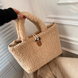 Winter Plush Tote Bag for Women Fluffy Hand Bag