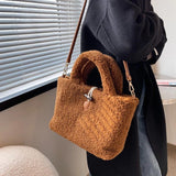 Winter Plush Tote Bag for Women Fluffy Hand Bag