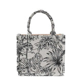 Jacquard Embroidery Tote Shoulder Bag Women's Canvas Shopper