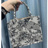 Jacquard Embroidery Tote Shoulder Bag Women's Canvas Shopper