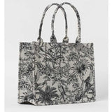 Jacquard Embroidery Tote Shoulder Bag Women's Canvas Shopper