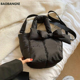 Winter Bow Small Tote Oxford Cloth Shoulder Bag