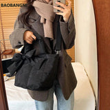 Winter Bow Small Tote Oxford Cloth Shoulder Bag
