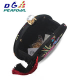 DGPeafowl Women Bag Tassel Metal Cheongsam Clutch Chain Shoulder Evening Bags