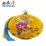 DGPeafowl Women Bag Tassel Metal Cheongsam Clutch Chain Shoulder Evening Bags