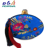 DGPeafowl Women Bag Tassel Metal Cheongsam Clutch Chain Shoulder Evening Bags