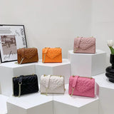 Chain Strap Crossbody Shoulder Bag PU Leather Ladies Handbag Solid Color Purse