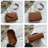 Chain Strap Crossbody Shoulder Bag PU Leather Ladies Handbag Solid Color Purse
