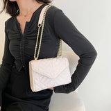 Chain Strap Crossbody Shoulder Bag PU Leather Ladies Handbag Solid Color Purse