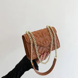 Chain Strap Crossbody Shoulder Bag PU Leather Ladies Handbag Solid Color Purse