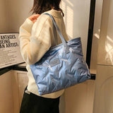 Quilted Shoulder Bag Winter Tote Down Cotton Handbag