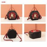 Butterfly Print Small Round Shoulder Bag for Women