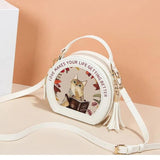 Butterfly Print Small Round Shoulder Bag for Women