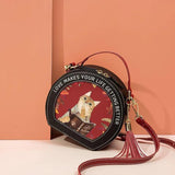 Butterfly Print Small Round Shoulder Bag for Women