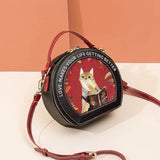 Butterfly Print Small Round Shoulder Bag for Women