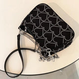 Embroidered Love Heart Shoulder Bag for Women