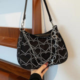 Embroidered Love Heart Shoulder Bag for Women