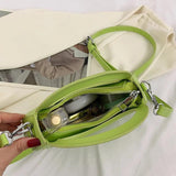 Half Moon Small Shoulder Bag Green Purple Handbags Crossbody Round Hand Bag